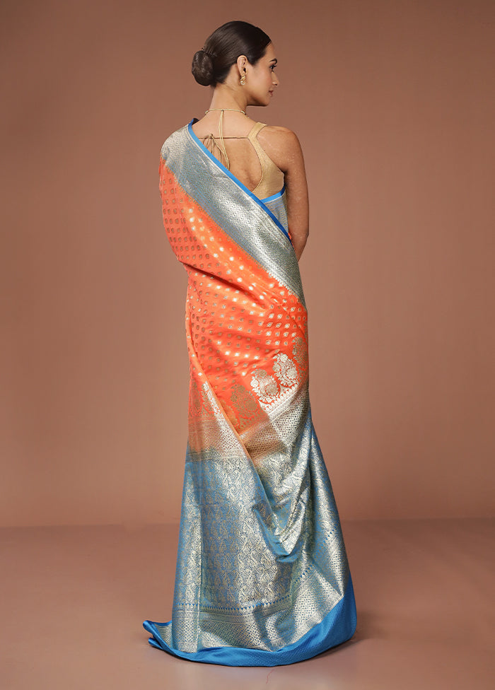 Rust Tanchoi Silk Saree With Blouse Piece