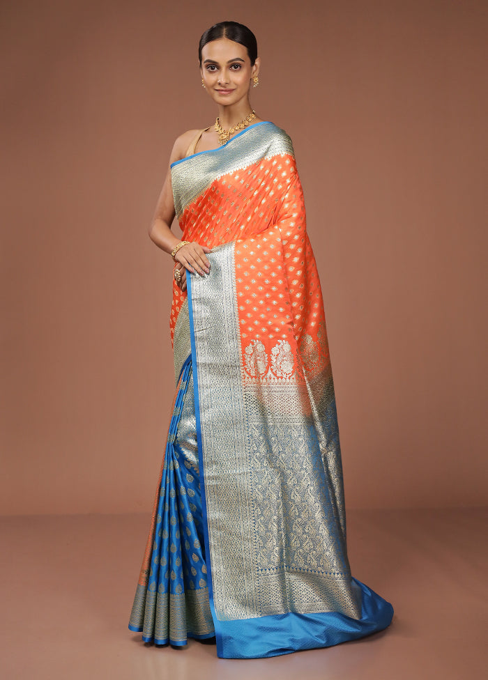 Rust Tanchoi Silk Saree With Blouse Piece