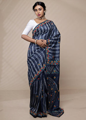 Blue Tussar Pure Silk Saree With Blouse Piece - Indian Silk House Agencies