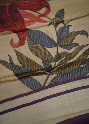 Purple Tussar Pure Silk Saree With Blouse Piece - Indian Silk House Agencies