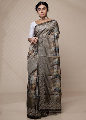 Brown Tussar Silk Saree With Blouse Piece - Indian Silk House Agencies