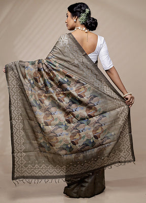 Brown Tussar Silk Saree With Blouse Piece - Indian Silk House Agencies