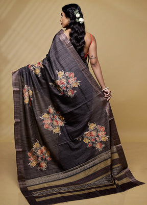 Brown Tussar Silk Saree With Blouse Piece - Indian Silk House Agencies