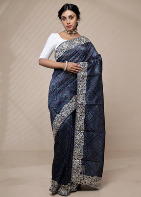 Blue Tussar Silk Saree With Blouse Piece - Indian Silk House Agencies