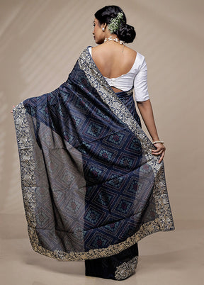 Blue Tussar Silk Saree With Blouse Piece - Indian Silk House Agencies