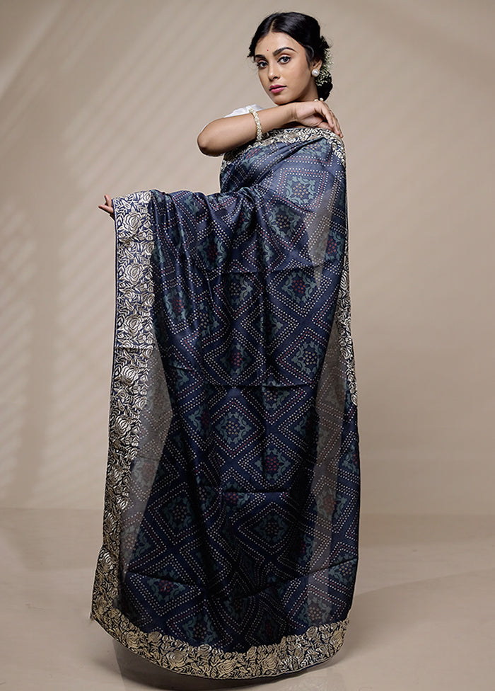 Blue Tussar Silk Saree With Blouse Piece - Indian Silk House Agencies