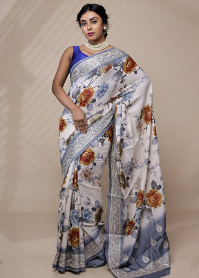 Cream Tussar Silk Saree With Blouse Piece - Indian Silk House Agencies