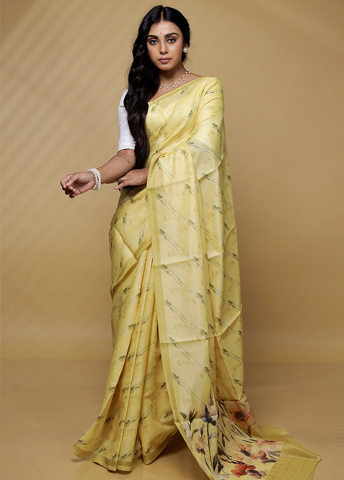 Yellow Tussar Silk Saree With Blouse Piece - Indian Silk House Agencies