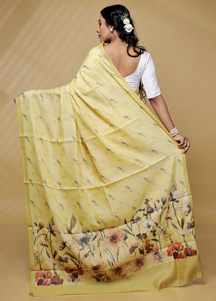 Yellow Tussar Silk Saree With Blouse Piece - Indian Silk House Agencies