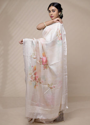 Pink Tussar Silk Saree With Blouse Piece - Indian Silk House Agencies