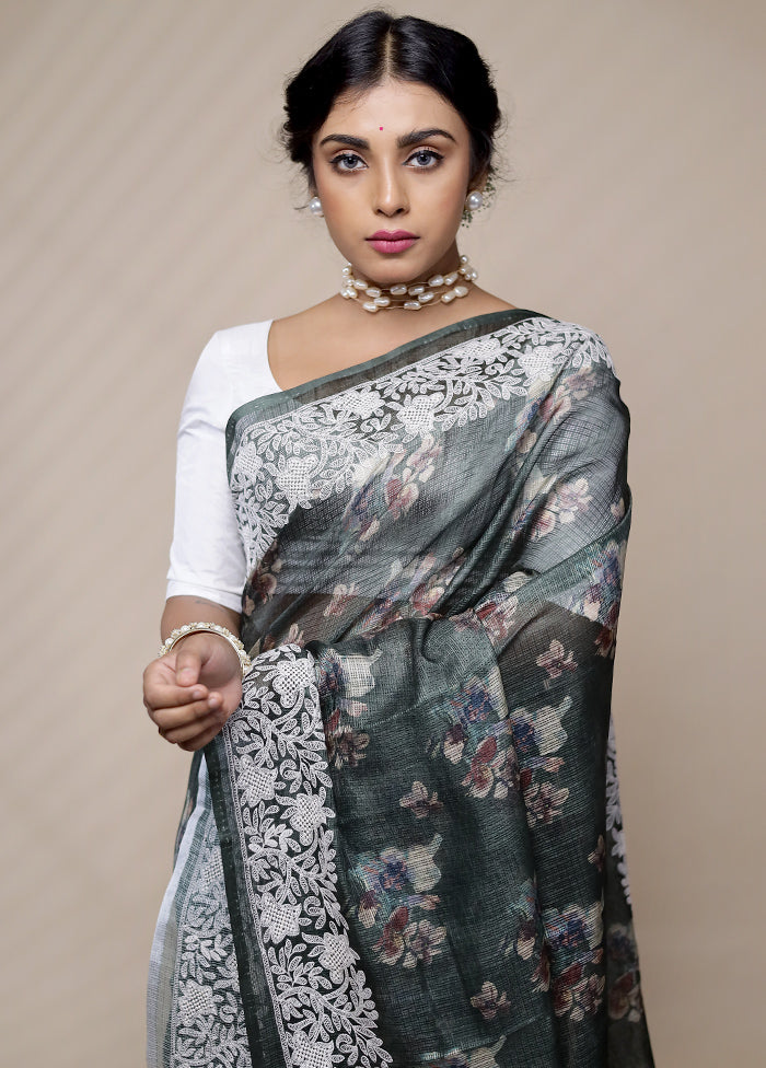 Grey Tussar Silk Saree With Blouse Piece - Indian Silk House Agencies