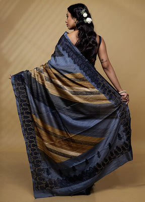 Cream Tussar Silk Saree With Blouse Piece - Indian Silk House Agencies