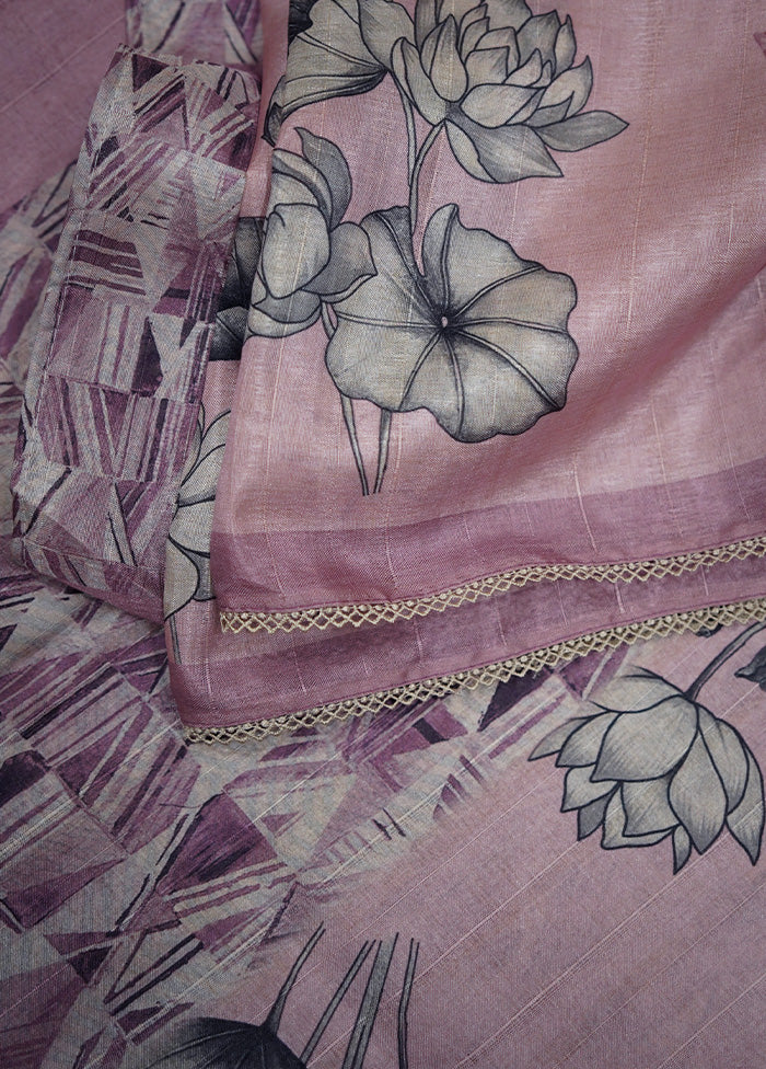 Pink Tussar Silk Saree With Blouse Piece - Indian Silk House Agencies