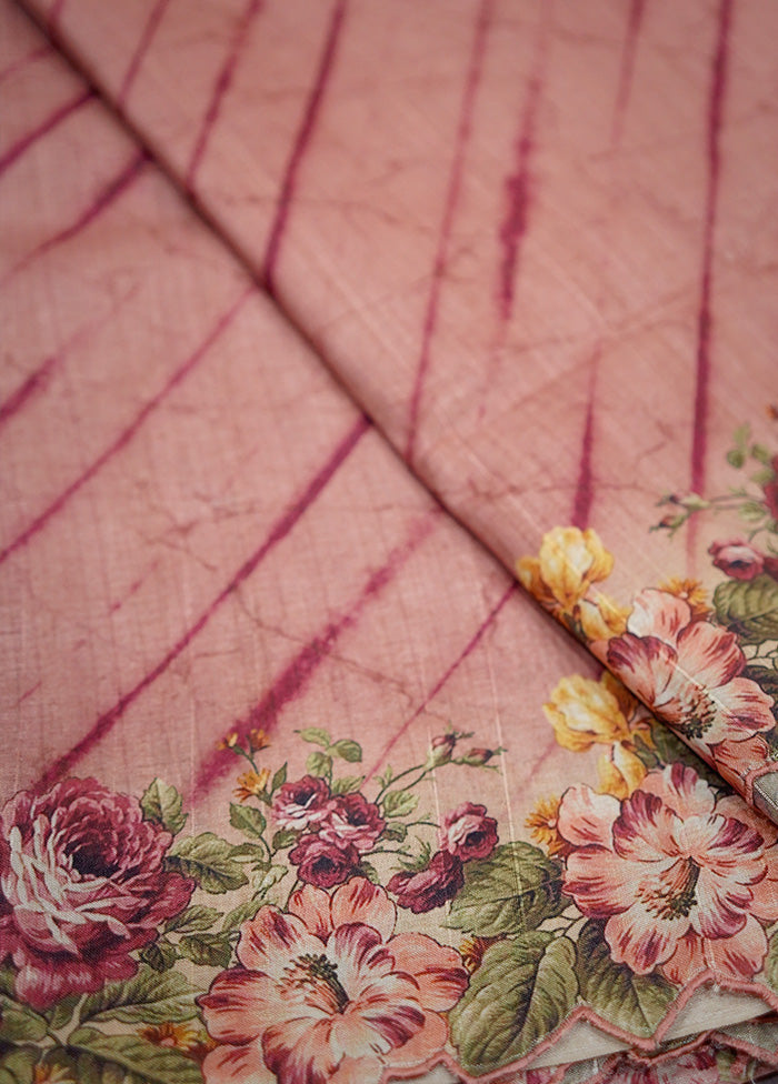 Pink Tussar Silk Saree With Blouse Piece - Indian Silk House Agencies