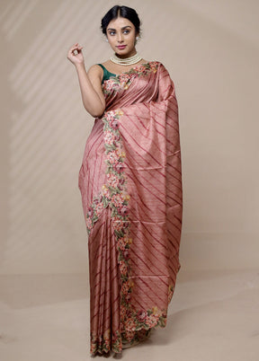 Pink Tussar Silk Saree With Blouse Piece - Indian Silk House Agencies