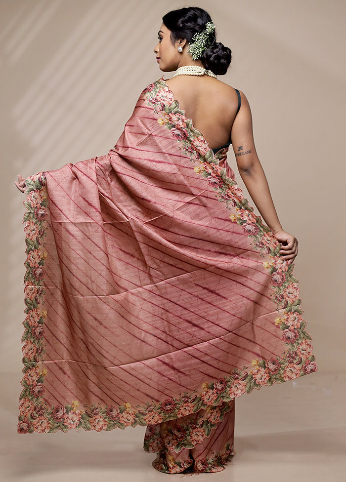 Pink Tussar Silk Saree With Blouse Piece - Indian Silk House Agencies