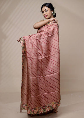 Pink Tussar Silk Saree With Blouse Piece - Indian Silk House Agencies