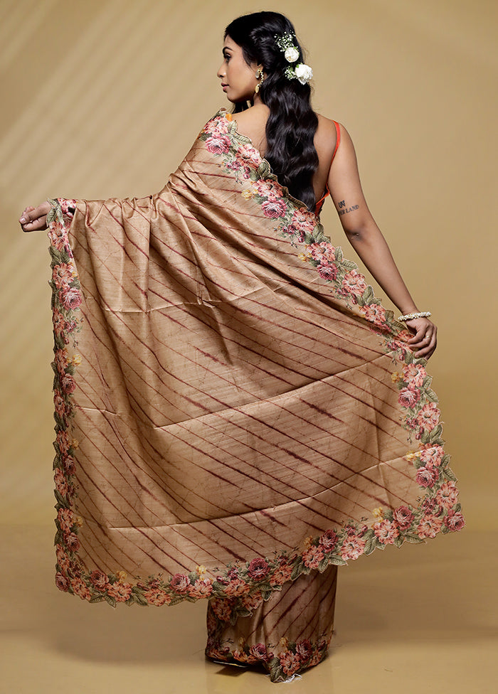 Cream Tussar Silk Saree With Blouse Piece - Indian Silk House Agencies