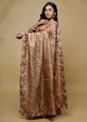 Cream Tussar Silk Saree With Blouse Piece - Indian Silk House Agencies