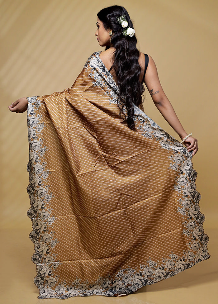 Brown Tussar Silk Saree With Blouse Piece - Indian Silk House Agencies