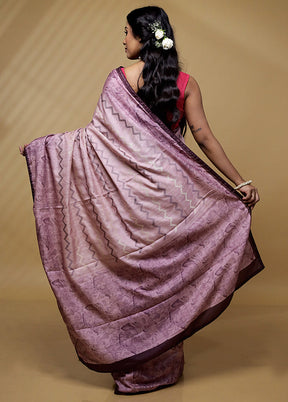 Pink Tussar Silk Saree With Blouse Piece - Indian Silk House Agencies