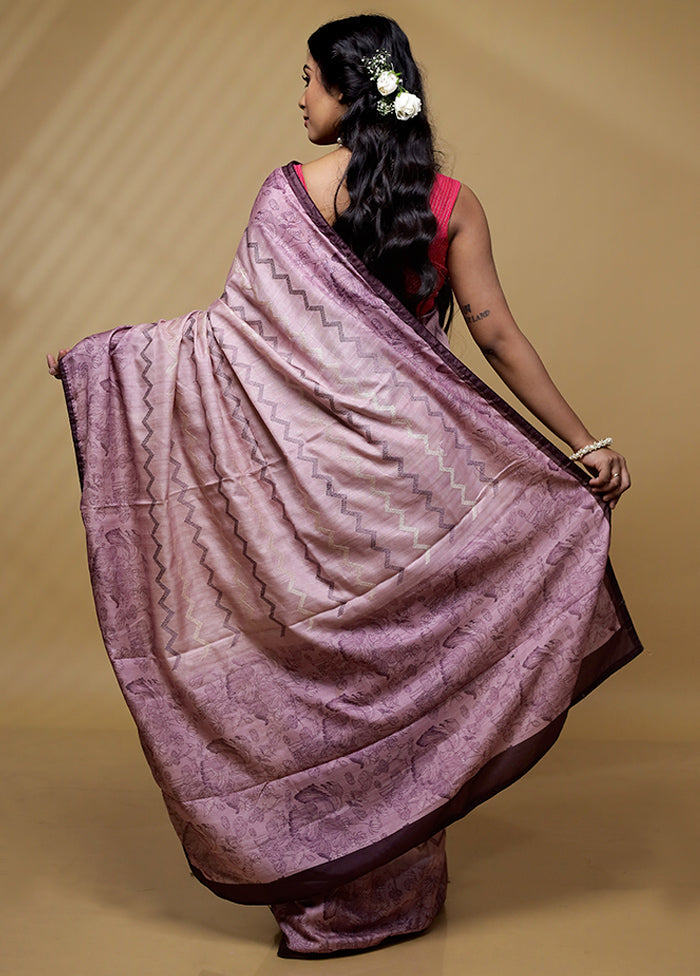 Pink Tussar Silk Saree With Blouse Piece - Indian Silk House Agencies