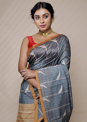 Cream Tussar Silk Saree With Blouse Piece - Indian Silk House Agencies