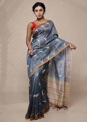 Cream Tussar Silk Saree With Blouse Piece - Indian Silk House Agencies