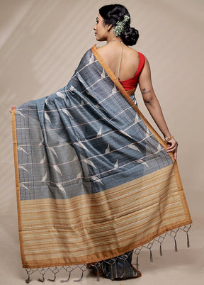 Cream Tussar Silk Saree With Blouse Piece - Indian Silk House Agencies