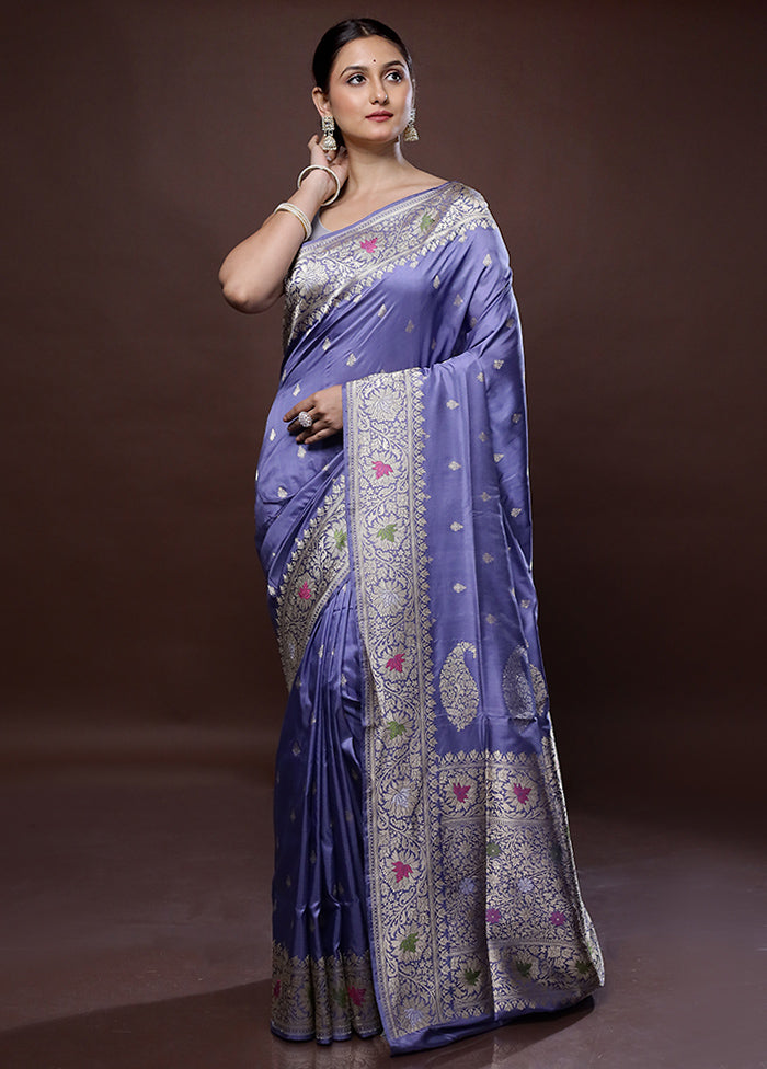 Purple Katan Pure Silk Saree With Blouse Piece - Indian Silk House Agencies