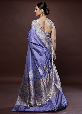 Purple Katan Pure Silk Saree With Blouse Piece - Indian Silk House Agencies