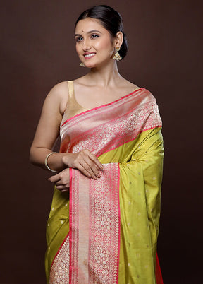 Green Katan Pure Silk Saree With Blouse Piece - Indian Silk House Agencies