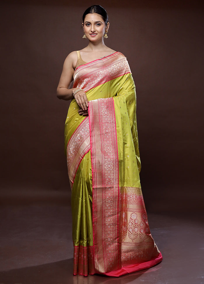 Green Katan Pure Silk Saree With Blouse Piece - Indian Silk House Agencies