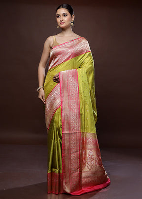 Green Katan Pure Silk Saree With Blouse Piece - Indian Silk House Agencies