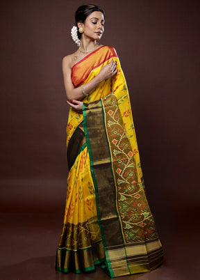 Yellow Pochampally Pure Silk Saree With Blouse Piece - Indian Silk House Agencies