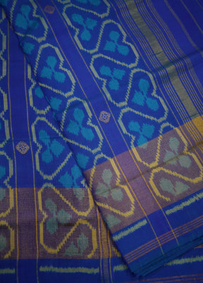 Blue Pochampally Pure Silk Saree With Blouse Piece - Indian Silk House Agencies