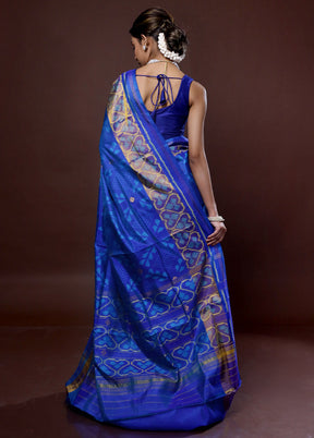 Blue Pochampally Pure Silk Saree With Blouse Piece - Indian Silk House Agencies