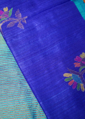 Blue Matka Pure Silk Saree With Blouse Piece - Indian Silk House Agencies