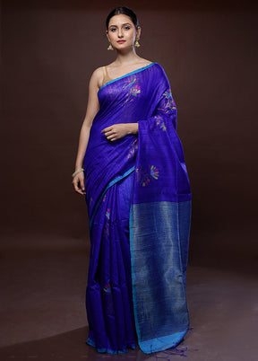 Blue Matka Pure Silk Saree With Blouse Piece - Indian Silk House Agencies