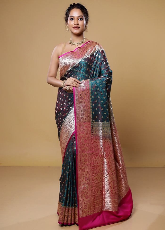 Green Tanchoi Silk Saree With Blouse Piece