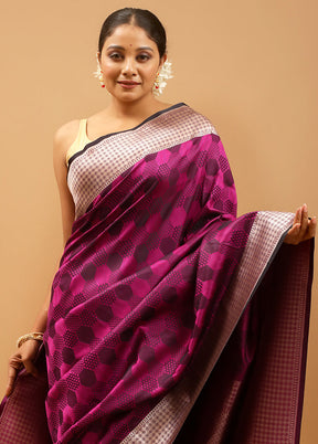 Purple Banarasi Silk Saree With Blouse Piece