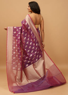 Purple Kora Silk Saree With Blouse Piece