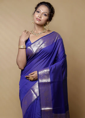 Blue Cotton Saree With Blouse Piece