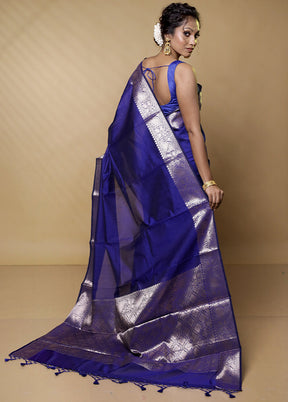 Blue Cotton Saree With Blouse Piece