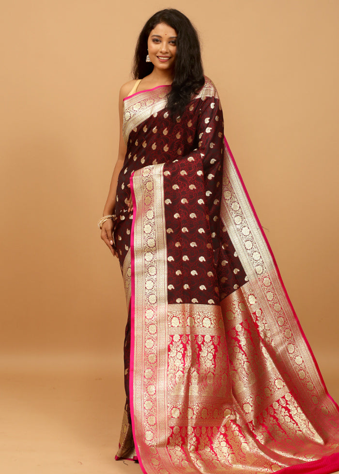 Maroon Tanchoi Silk Saree With Blouse Piece