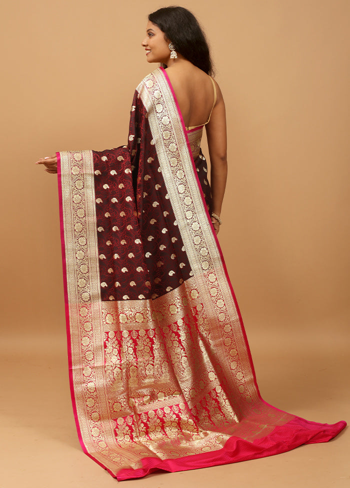 Maroon Tanchoi Silk Saree With Blouse Piece