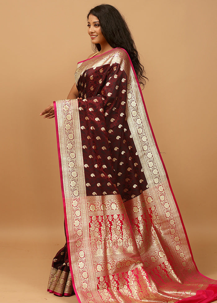 Maroon Tanchoi Silk Saree With Blouse Piece