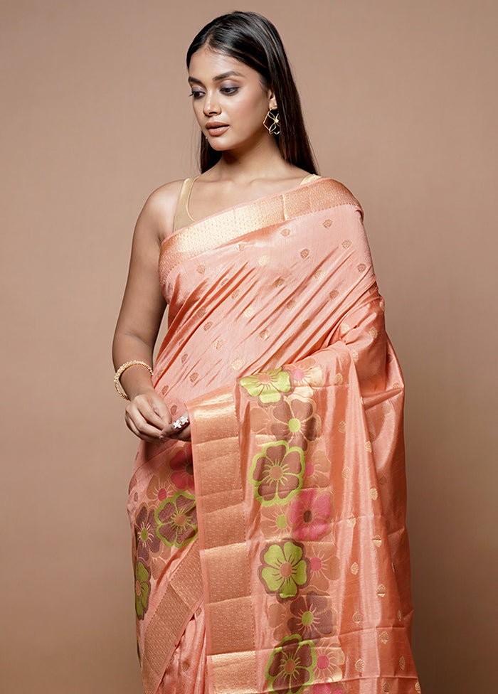 Pink Dupion Silk Saree With Blouse Piece