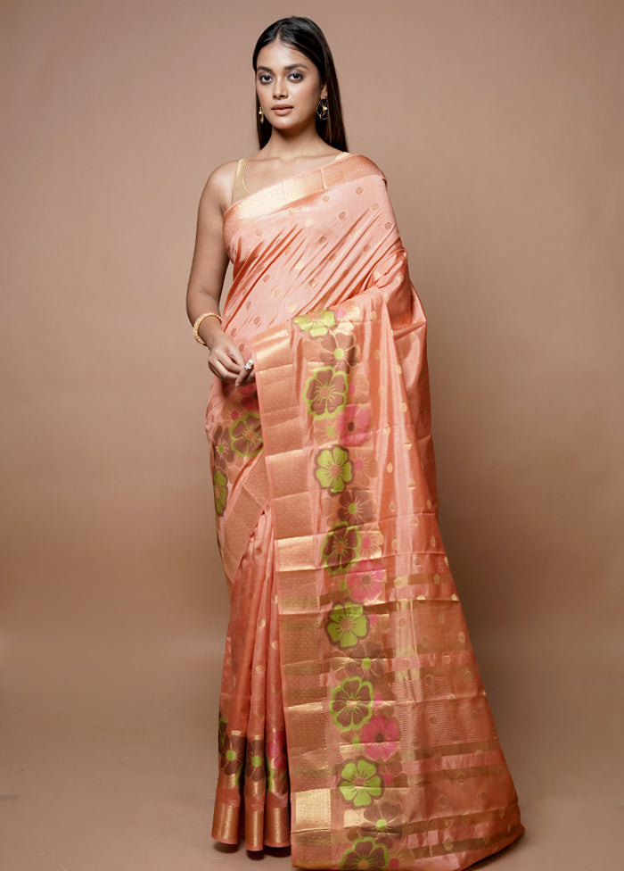 Pink Dupion Silk Saree With Blouse Piece