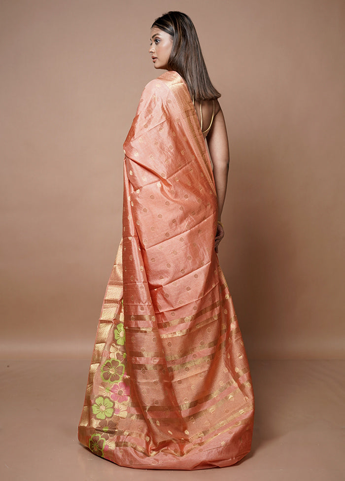 Pink Dupion Silk Saree With Blouse Piece